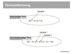 Mathe: Termumformung - gleichartiger Term und verschiedenartiger Term