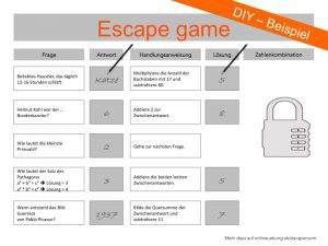 Escape game - Beispielaufgabe