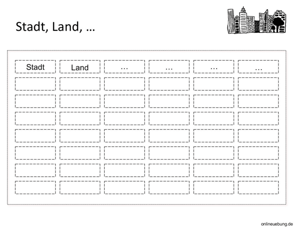 Stadt Land Adjektiv - Stadt Land Verb - Stadt Land Nomen - für eine Vertretungsstunde Deutsch
