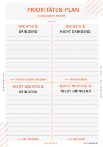 Eisenhower-Matrix - Arbeitsblatt zur Priorisierung von Aufgaben und todos