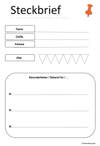 Steckbrief - blanko - Vorlage für eine Vertretungsstunde